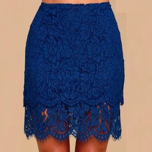 Live For the Night Navy Blue Lace Skirt